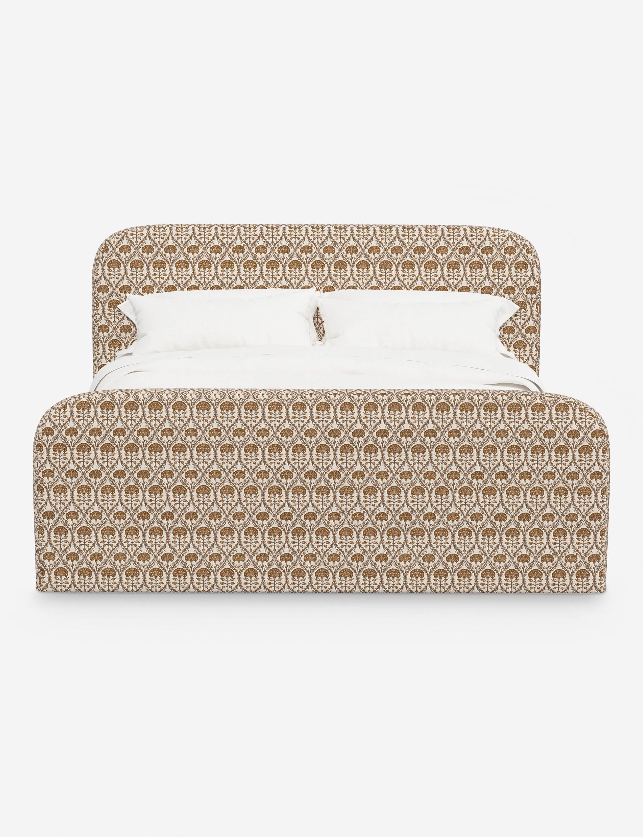Bela Upholstered Bed | Low Rounded Headboard, Raised Footboard