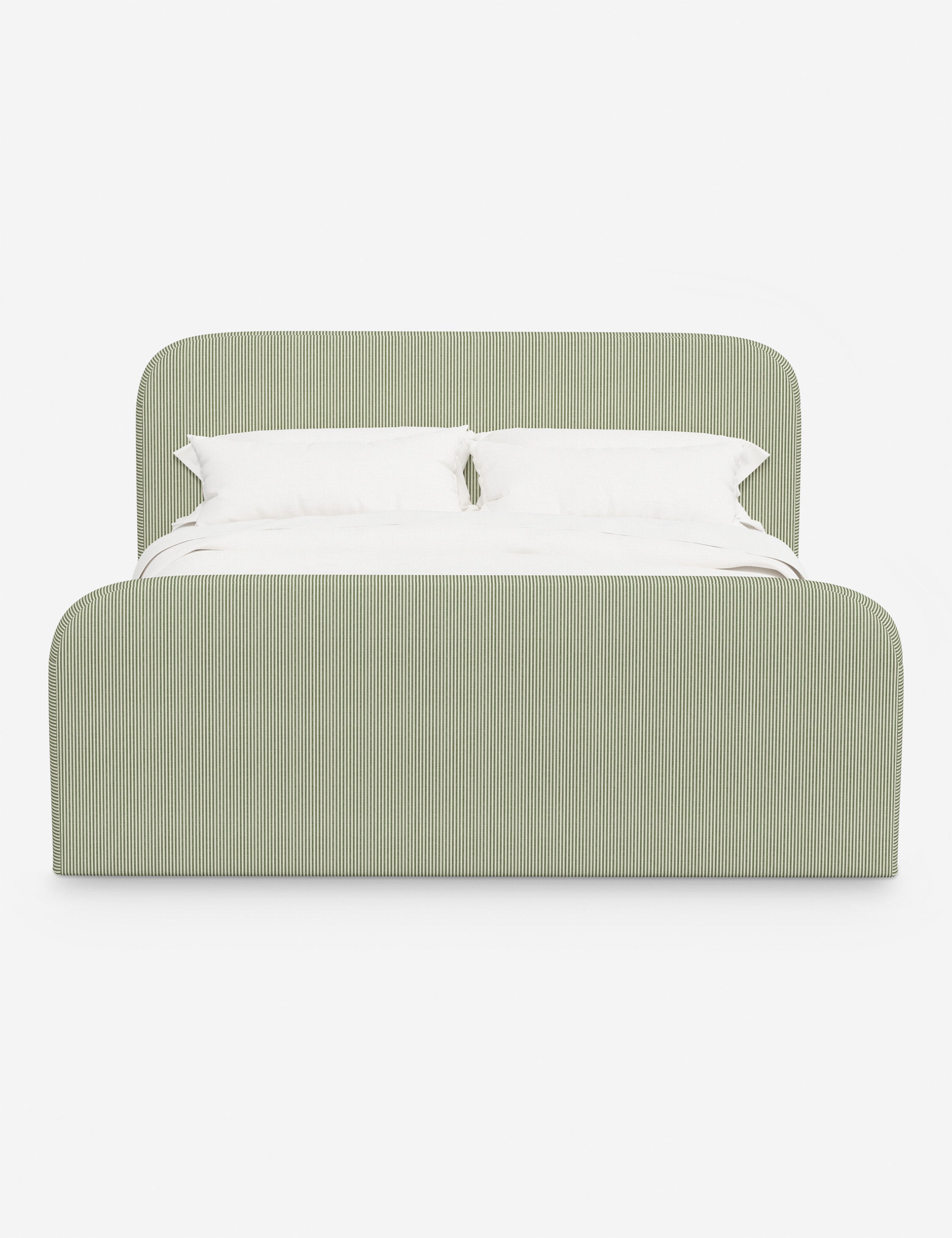 Bela Upholstered Bed | Low Rounded Headboard, Raised Footboard