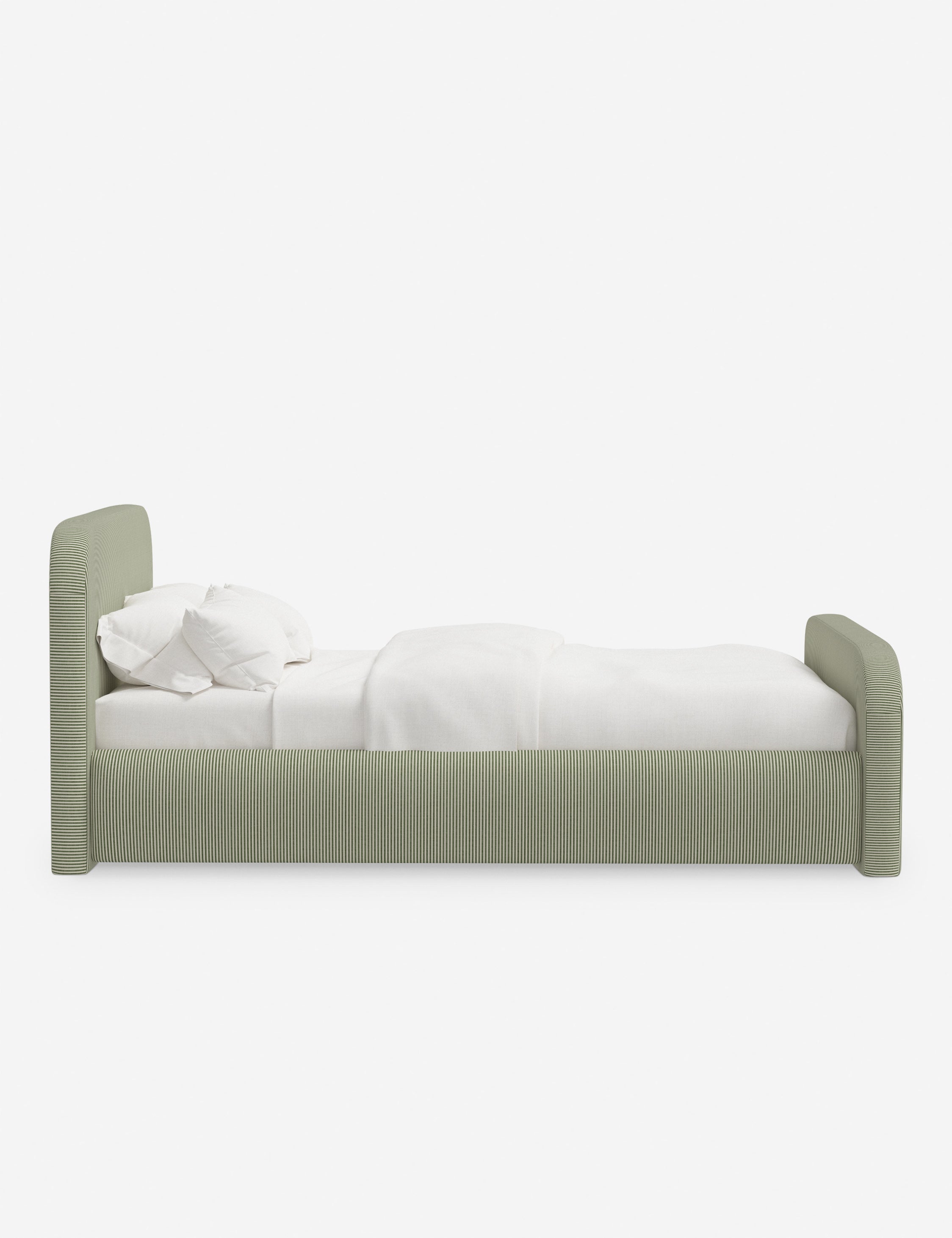 Bela Upholstered Bed | Low Rounded Headboard, Raised Footboard