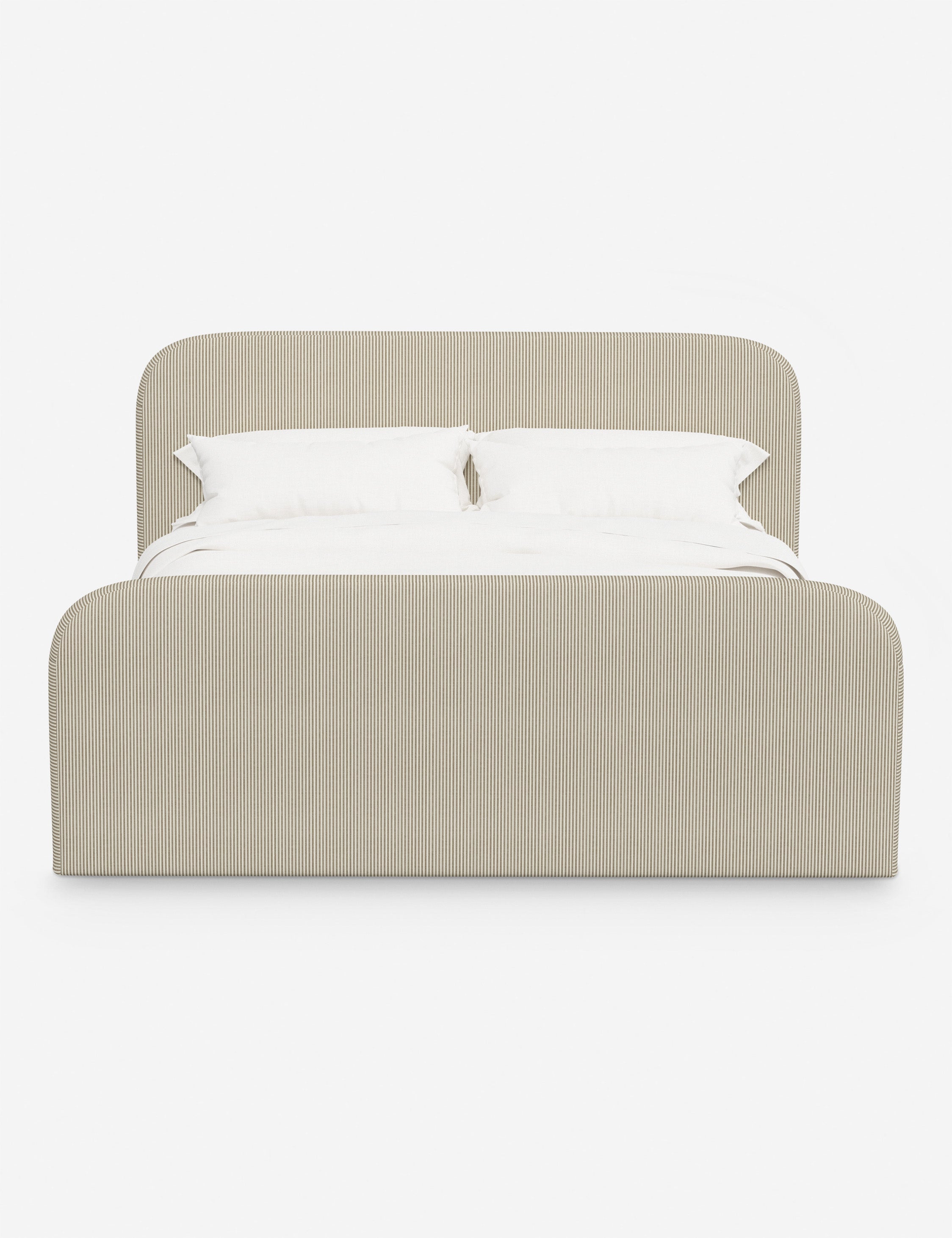 Bela Upholstered Bed | Low Rounded Headboard, Raised Footboard