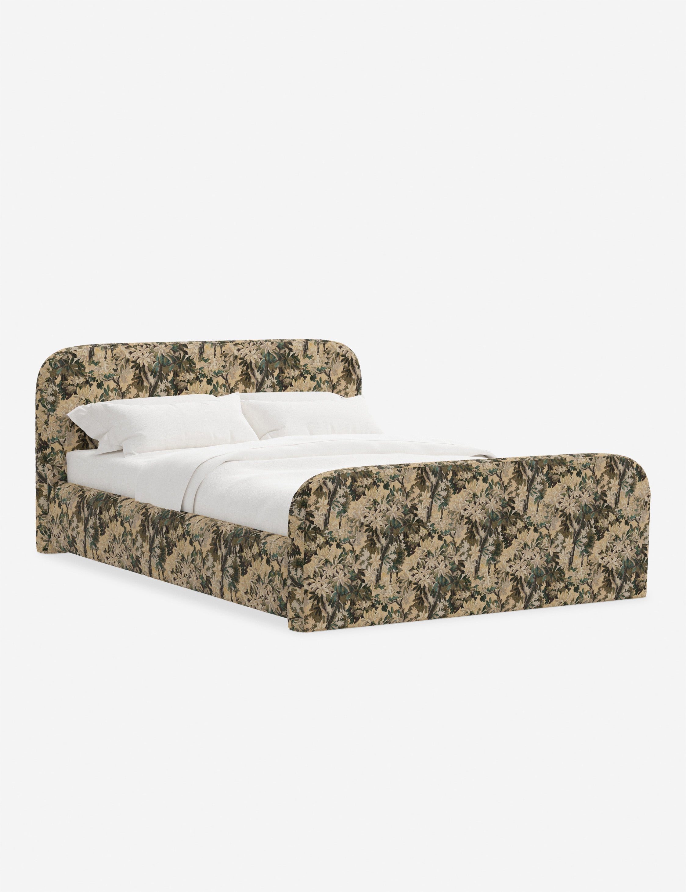 Bela Upholstered Bed | Low Rounded Headboard, Raised Footboard