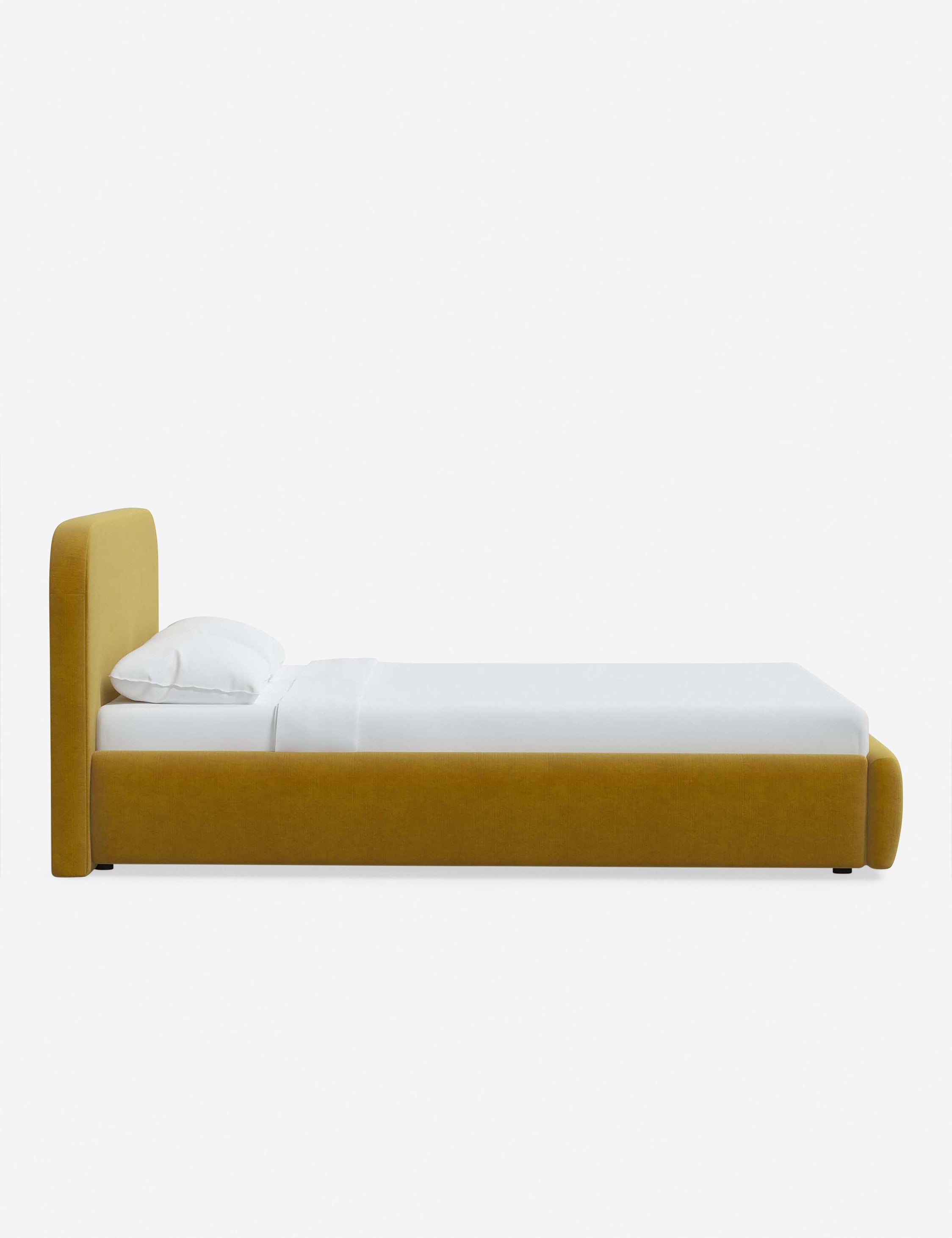Bela Platform Bed | Upholstered, Low Rounded Headboard