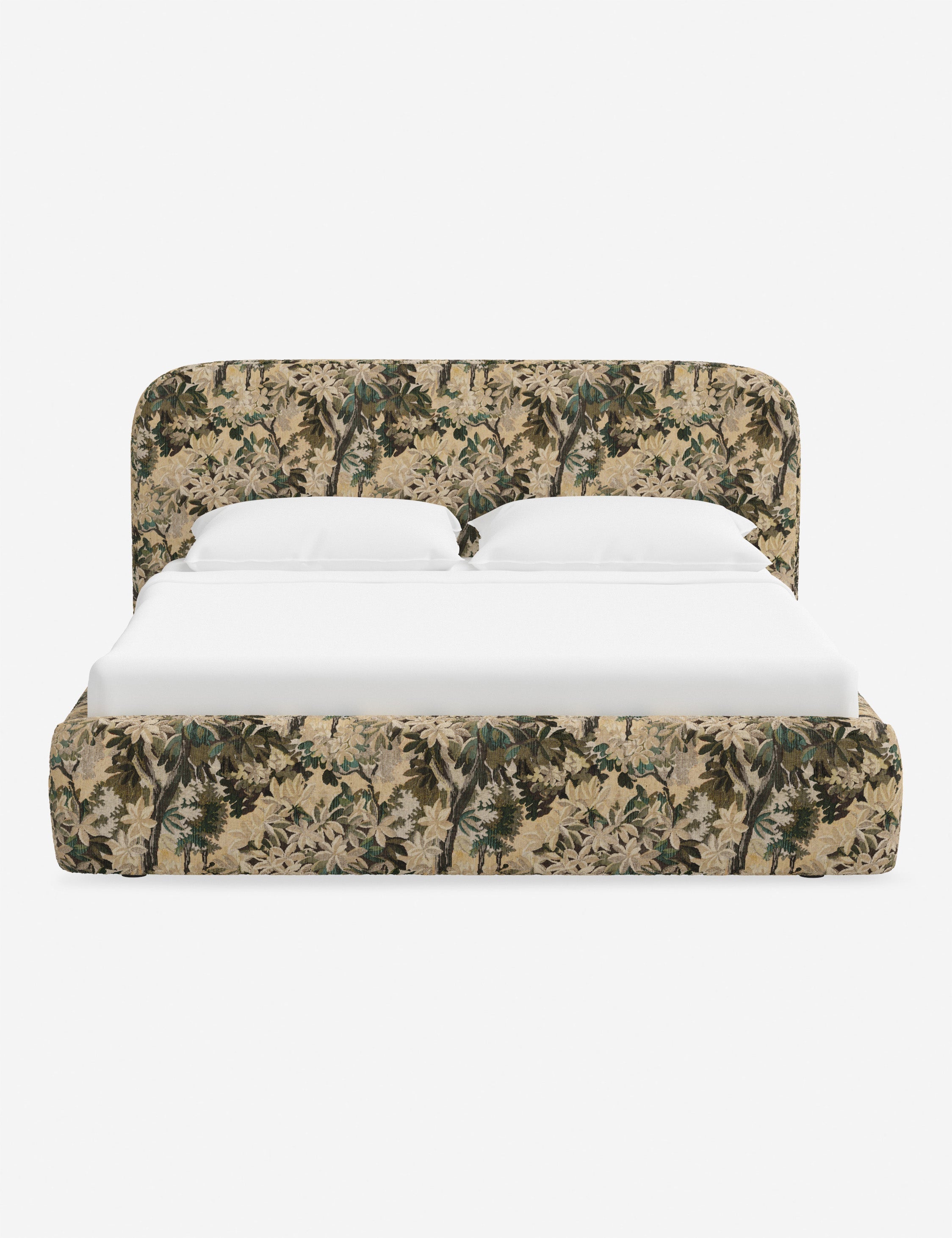 Bela Platform Bed | Upholstered, Low Rounded Headboard