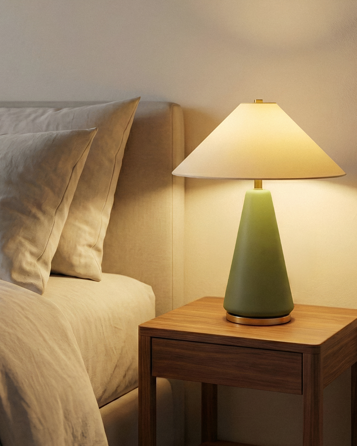 Dawn Green Table Lamp | Glass with Brass Accents