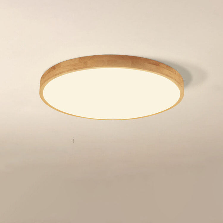 Ultra-Slim Round LED Flush Mount Ceiling Light in Nordic Solid Wood