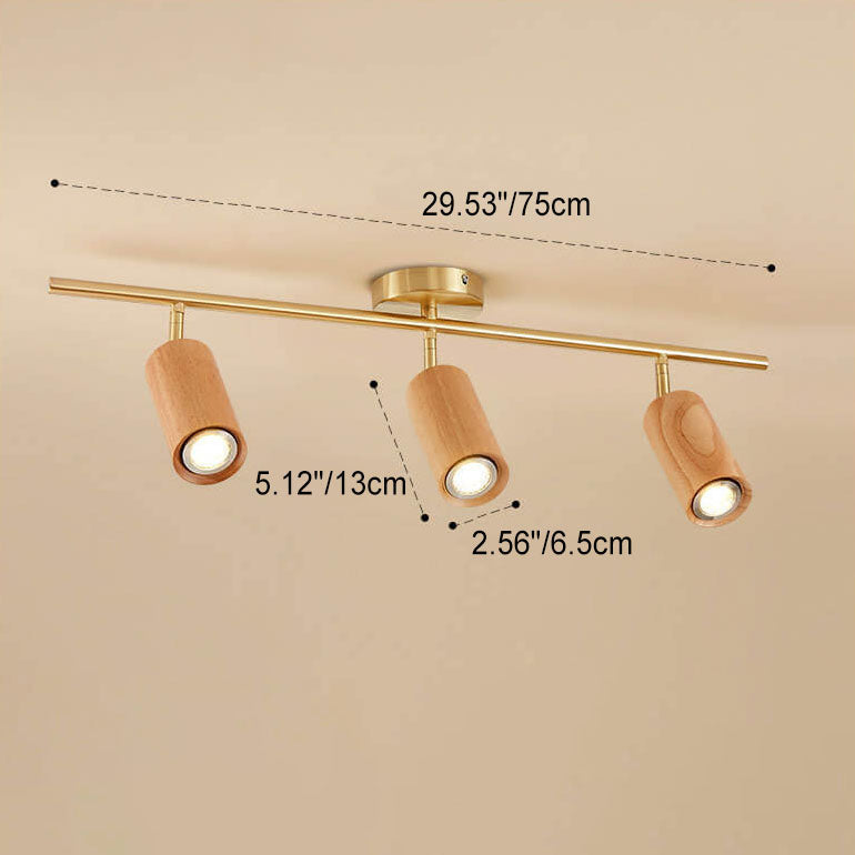 Nordic Minimalist Walnut Wood Linear Track LED Ceiling Light - Available in 1, 2, 3, or 4 Lights