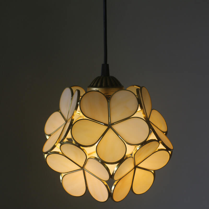 Retro Stained Glass Petal Single-Light Pendant Fixture
