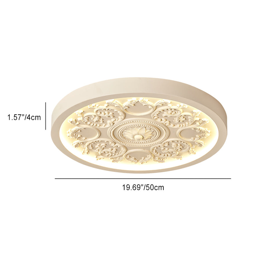 Contemporary Minimalist Carved Iron and Resin Acrylic LED Flush Mount Ceiling Light for Bedroom