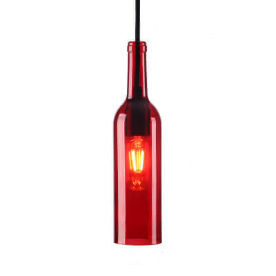 Vintage Glass Wine Bottle 1-Light Pendant Fixture