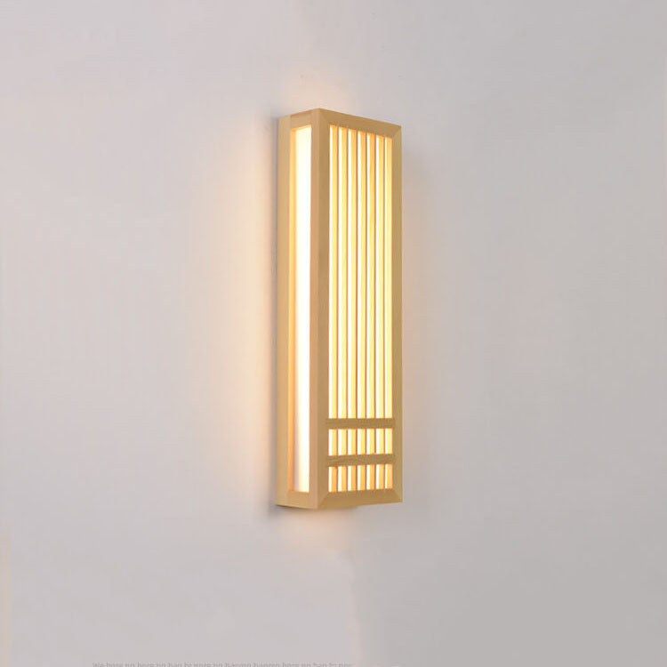 Contemporary Minimalist Solid Wood and Acrylic Rectangular LED Wall Sconce for Living Room