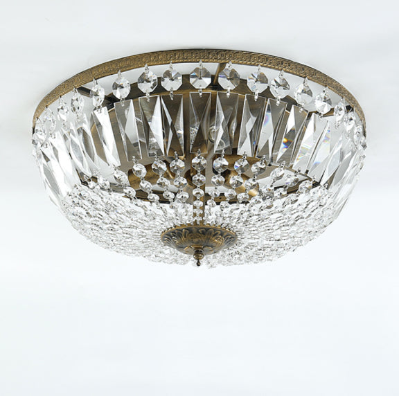 Retro Round Crystal Flush Mount Ceiling Light - 4/6 Lights