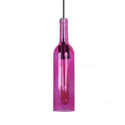 Vintage Glass Wine Bottle 1-Light Pendant Fixture