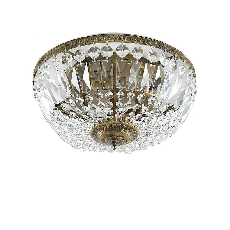 Retro Round Crystal Flush Mount Ceiling Light - 4/6 Lights