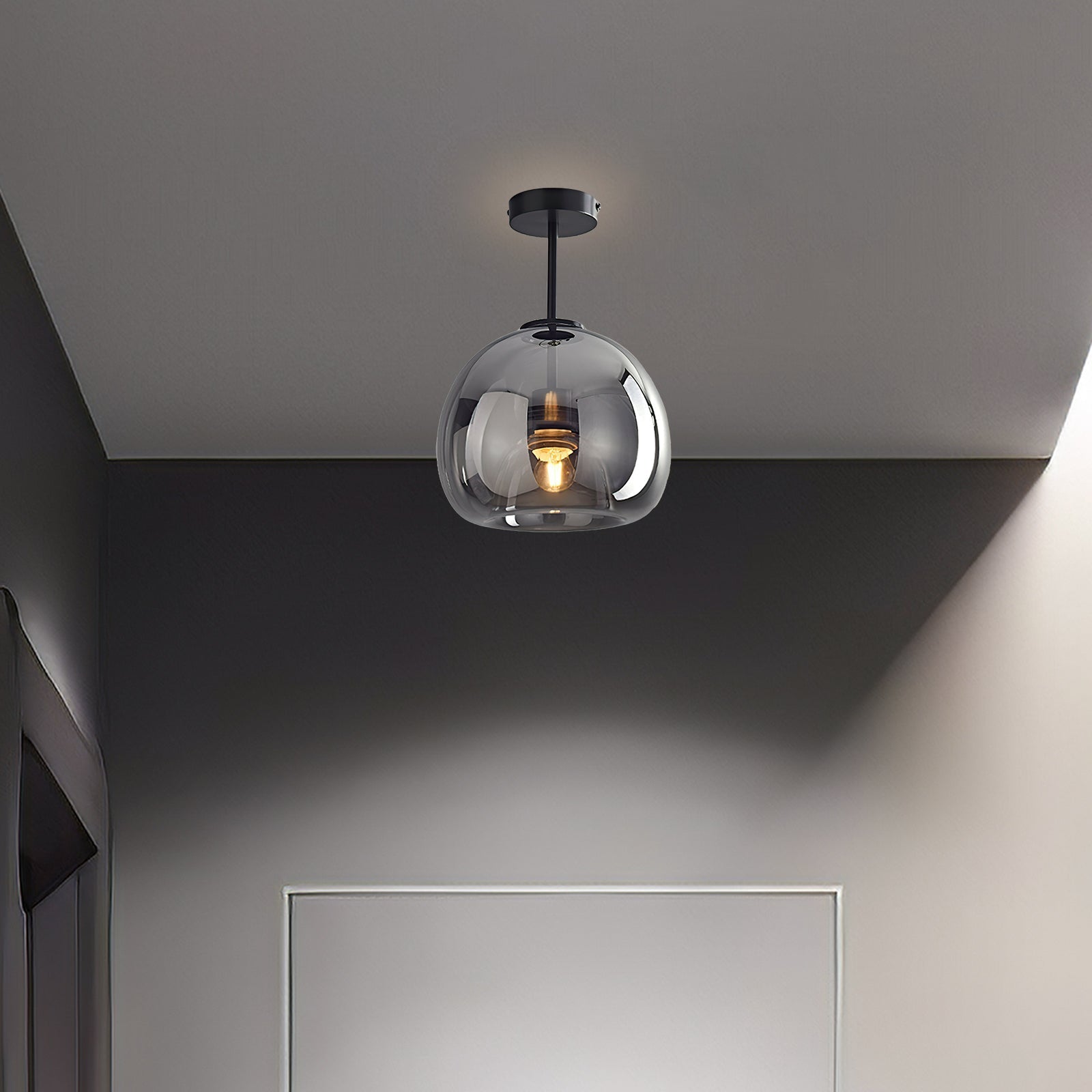 Bela Ceiling Light | Vintage Amber Bubble Glass Shade