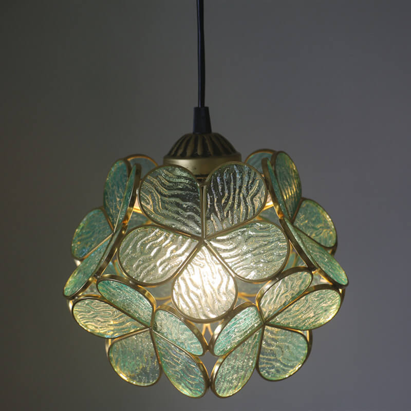 Retro Stained Glass Petal Single-Light Pendant Fixture