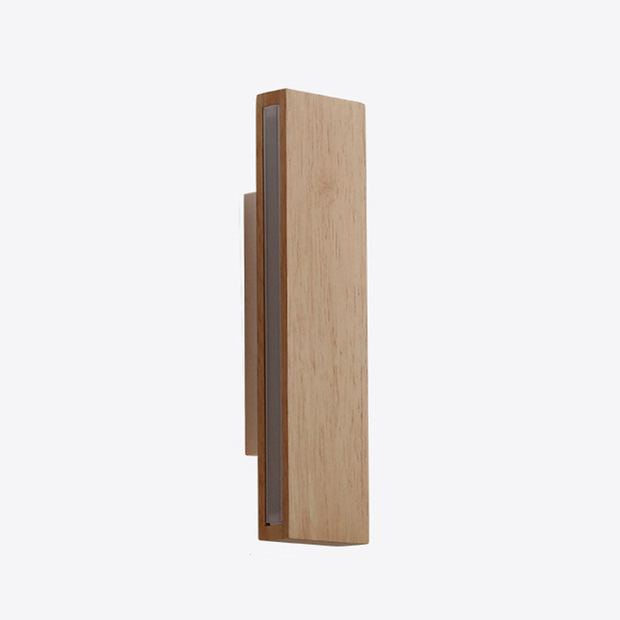 Minimalist Japanese Rectangular Log LED Wall Sconce Lamp with Rotatable Design