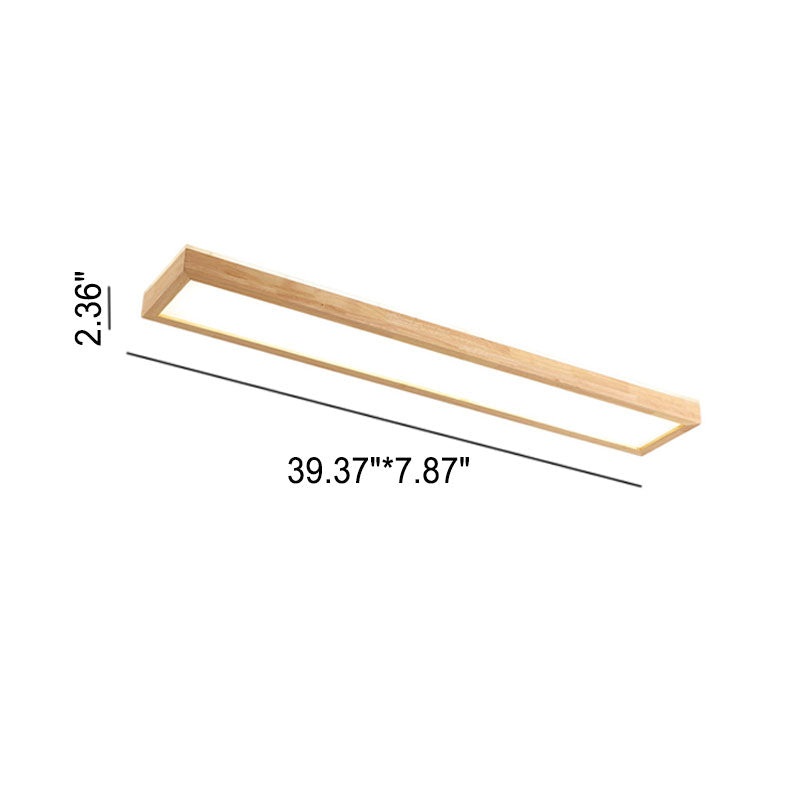 Walnut LED Flush Mount Ceiling Light in Japanese Minimalist Log Design