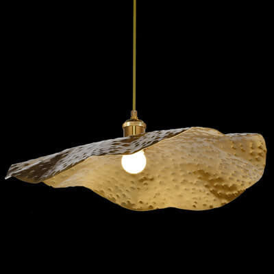 Contemporary Golden Bronze Lotus Leaf 1-Light Pendant Fixture