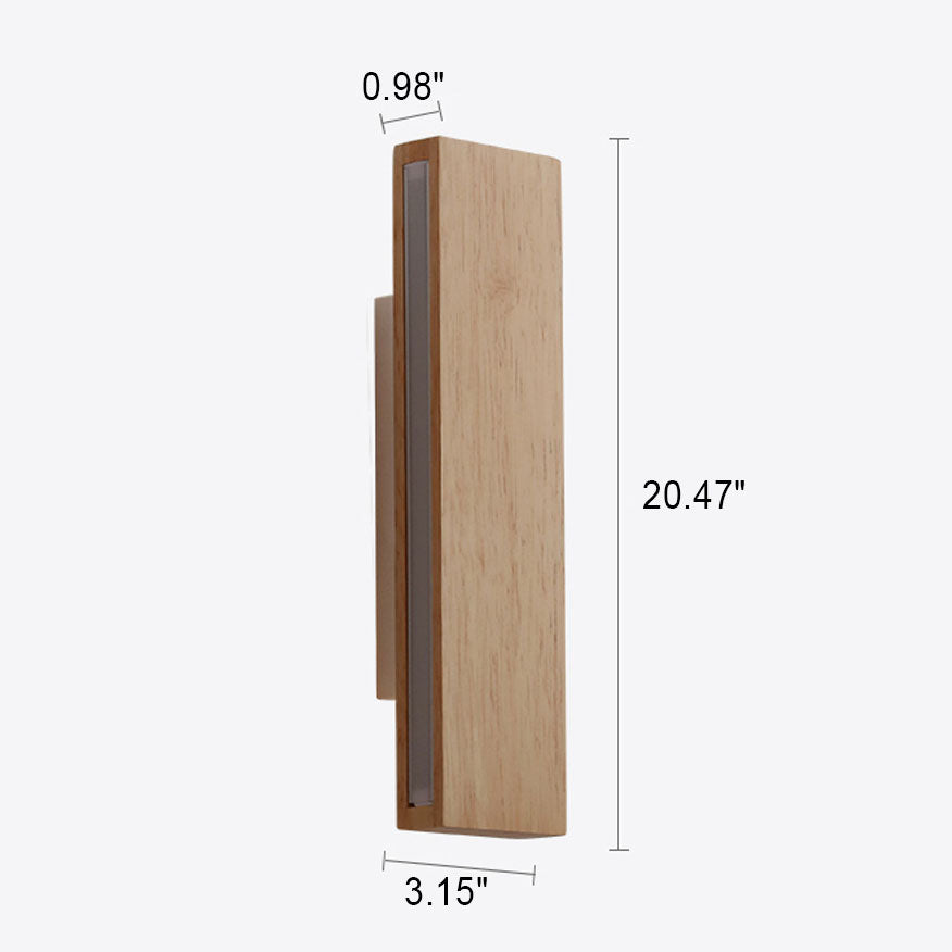 Minimalist Japanese Rectangular Log LED Wall Sconce Lamp with Rotatable Design