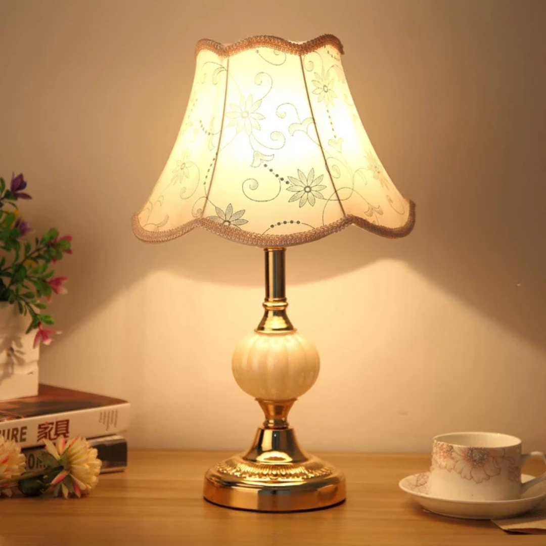 Quixy Table Lamp | Vintage Floral Design, Warm Ambient Light