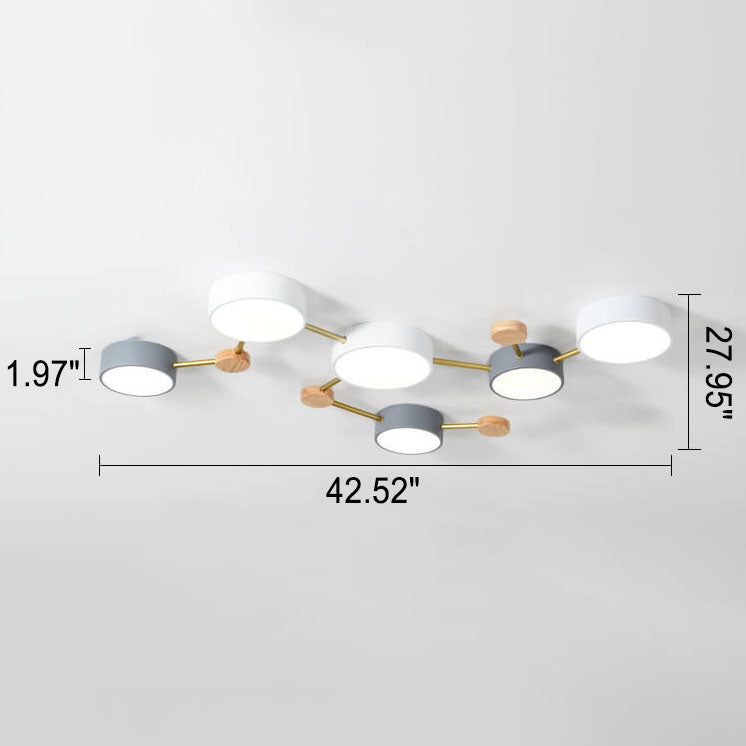 Scandinavian Minimalist Solid Wood and Iron LED Flush Mount Light