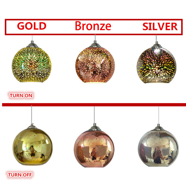 Contemporary 3D Colorful Fireworks Glass Dome Pendant Light with Single Bulb