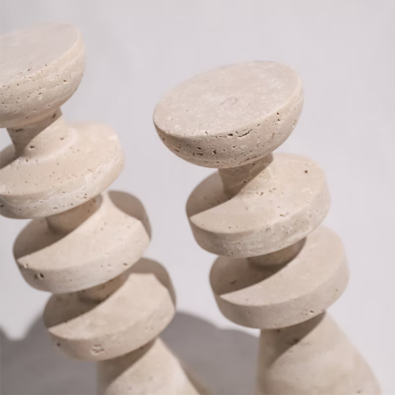 Alfil Candelabrum | Elegant Travertine Candle Holder