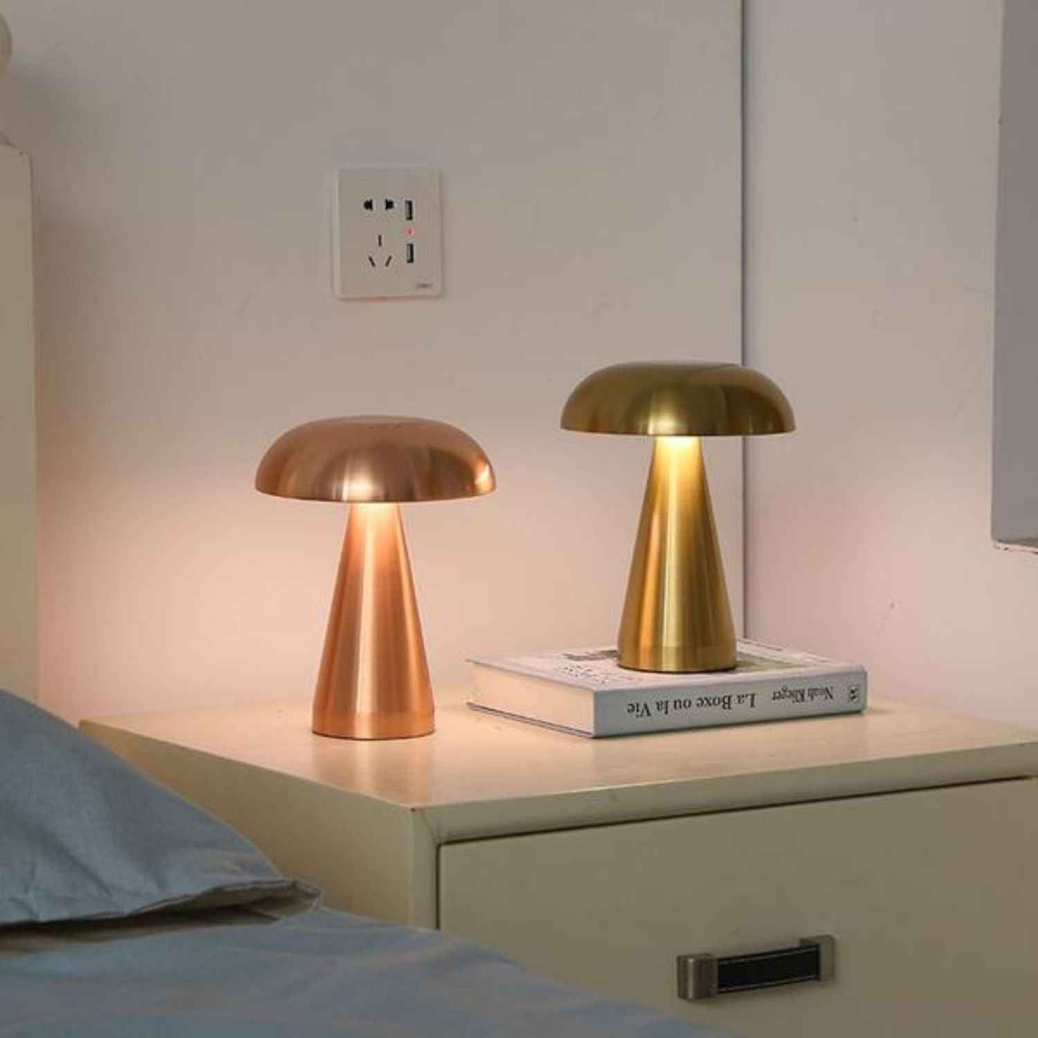 Aurora – Rose Gold Modern Rechargeable LED Table Lamp - Cendre Home