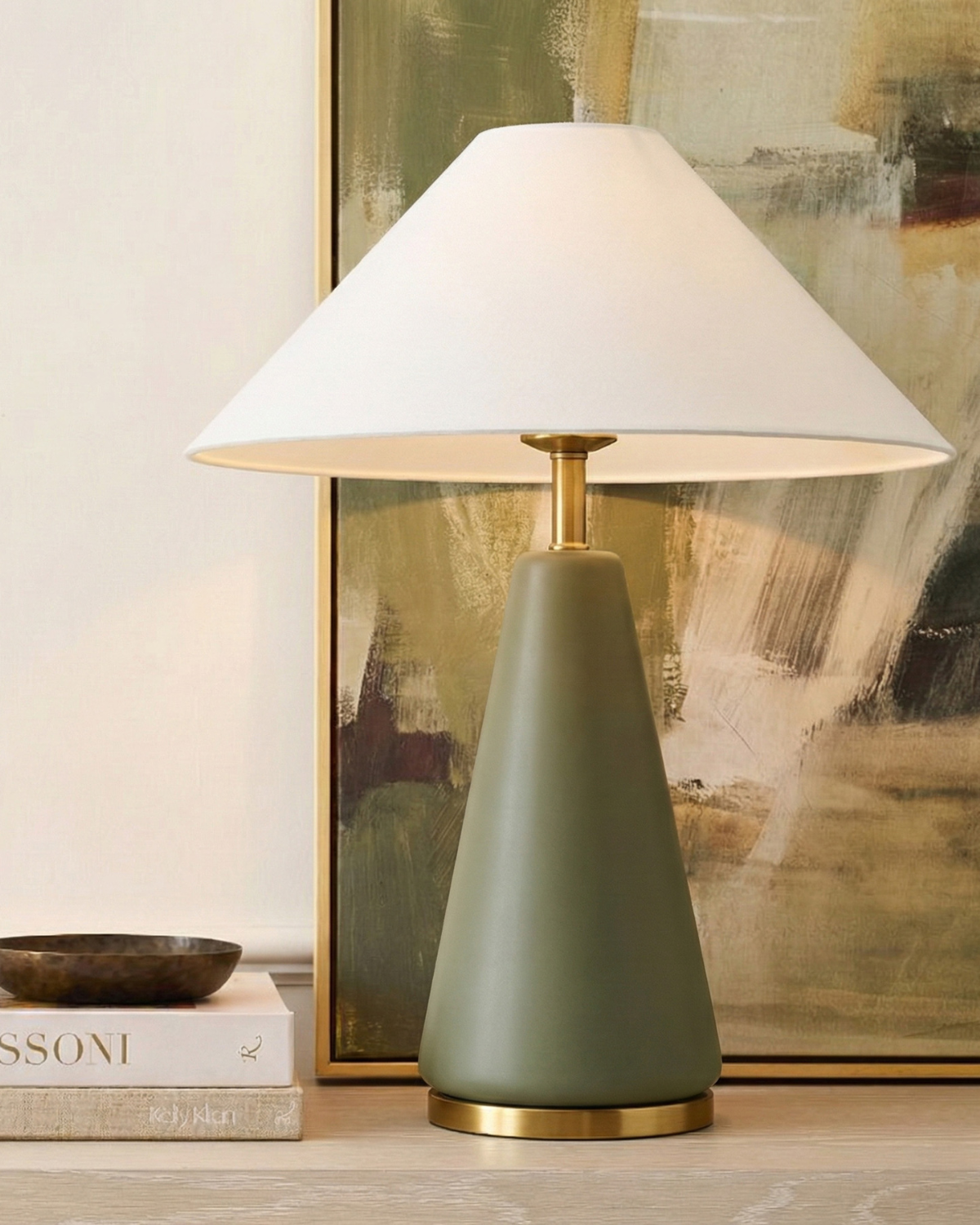 Dawn Green Table Lamp | Glass with Brass Accents