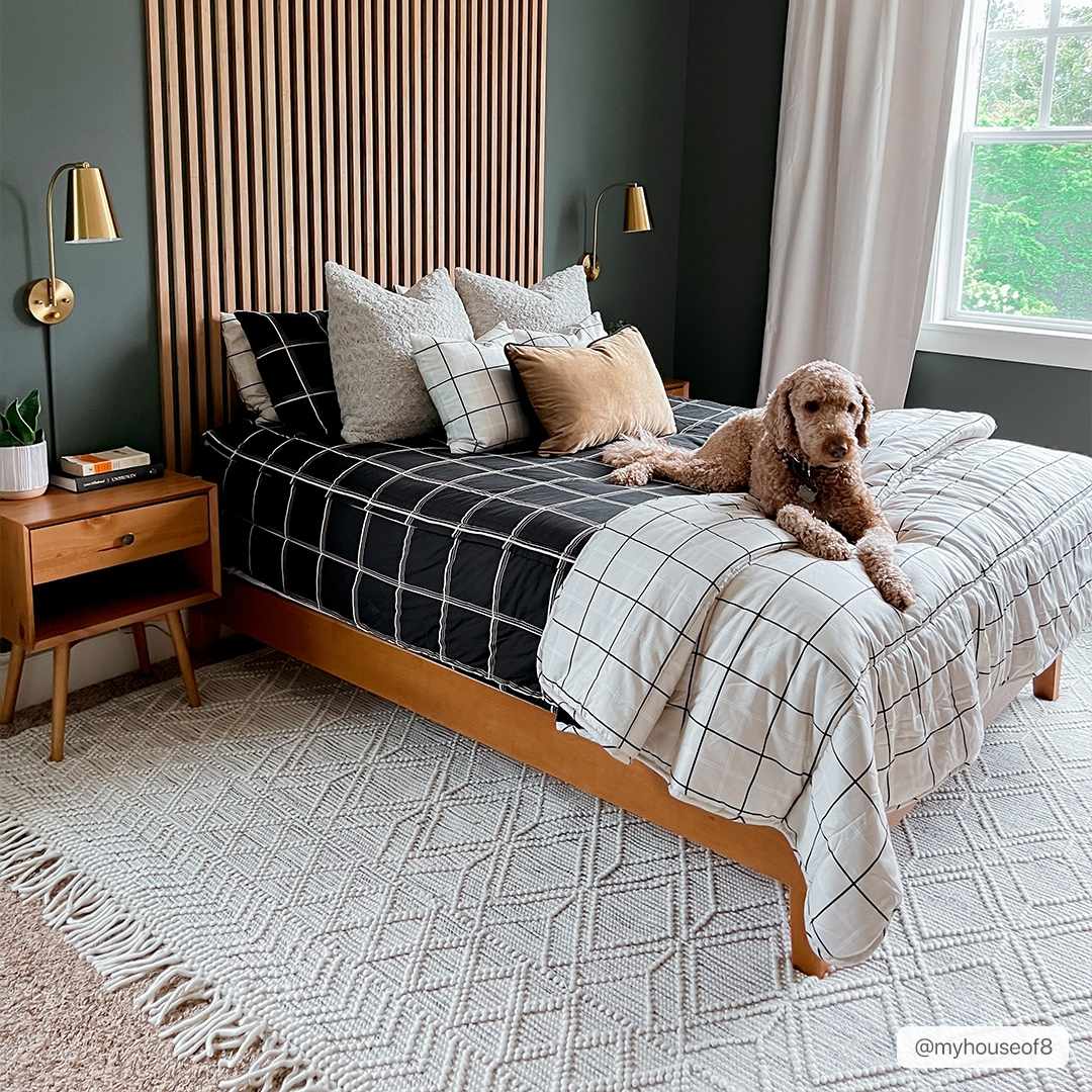 Bramble Area Rug  Hand Woven  40% Wool, Ivory & Black Geometric