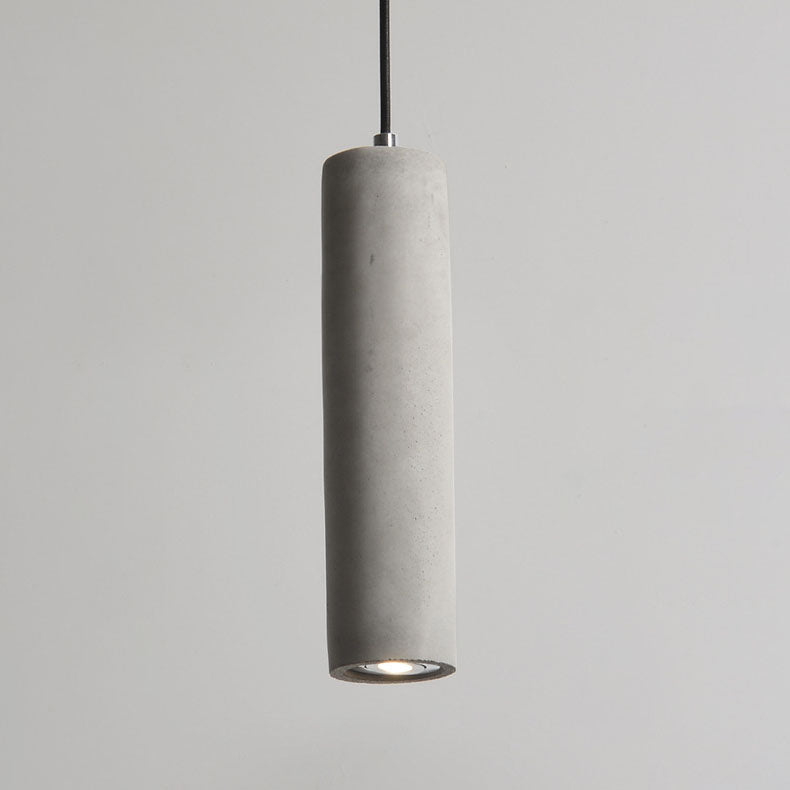Modern Industrial Cylindrical Cement Pendant Light with Rough Texture - 1-Light Fixture for Living Room
