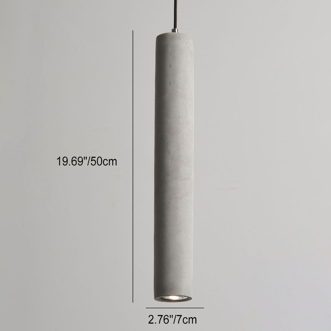 Modern Industrial Cylindrical Cement Pendant Light with Rough Texture - 1-Light Fixture for Living Room
