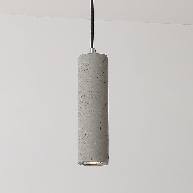 Modern Industrial Cylindrical Cement Pendant Light with Rough Texture - 1-Light Fixture for Living Room