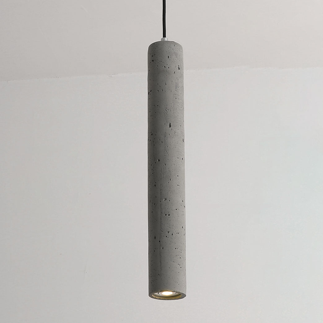 Modern Industrial Cylindrical Cement Pendant Light with Rough Texture - 1-Light Fixture for Living Room