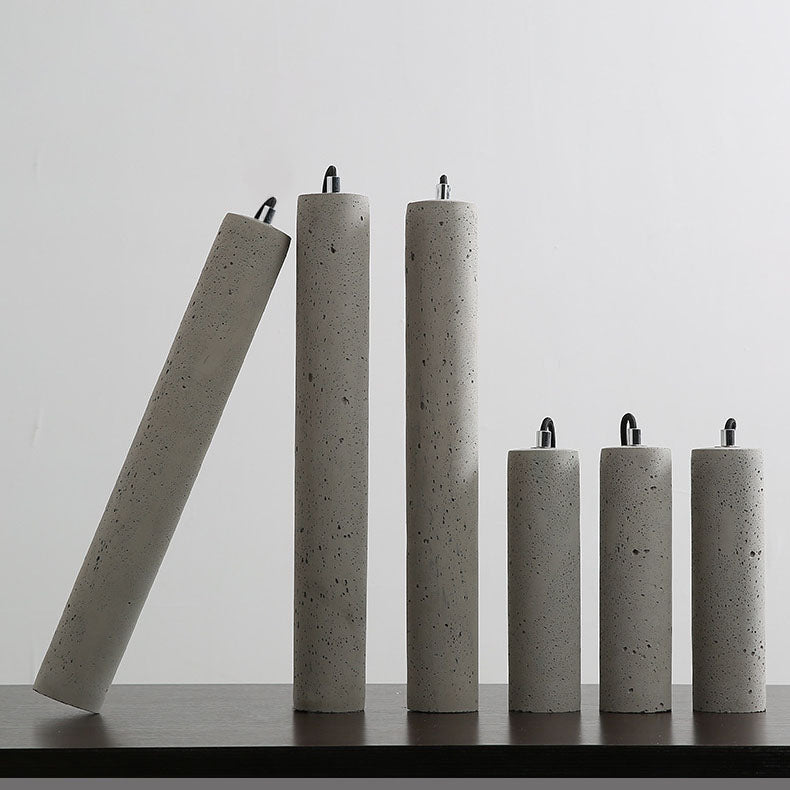 Modern Industrial Cylindrical Cement Pendant Light with Rough Texture - 1-Light Fixture for Living Room
