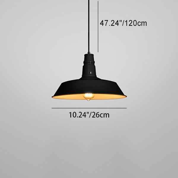 Modern Industrial Round Iron Single-Light Pendant for Living Room