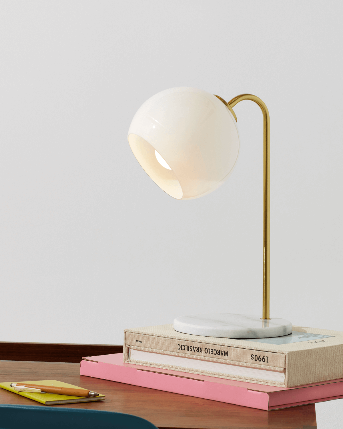 Kara Table Lamp | Frosted Glass Shade, Marble Base