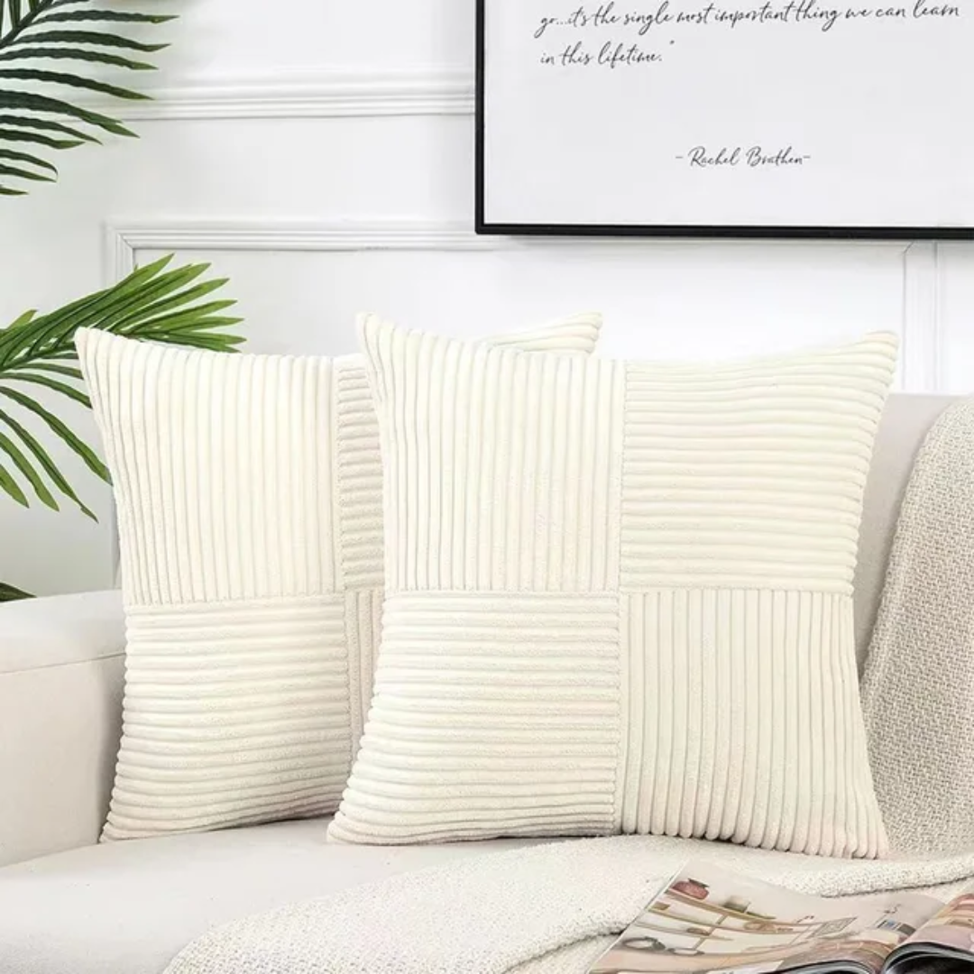 Bello Corduroy Cushion Covers | Soft Striped Texture, Invisible Zipper
