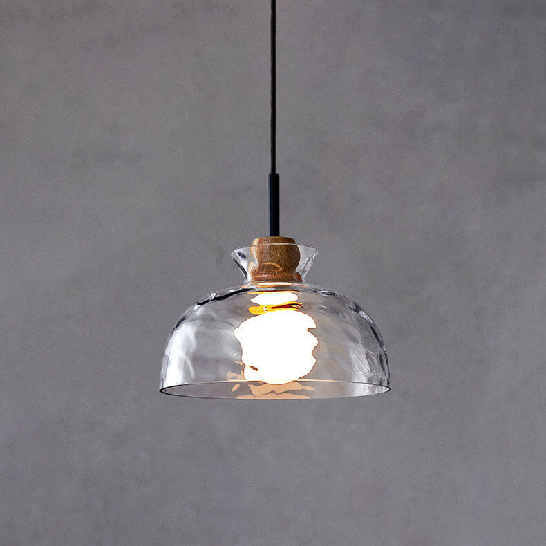 Nordic Clear Rippled Glass 1-Light Pendant Lamp