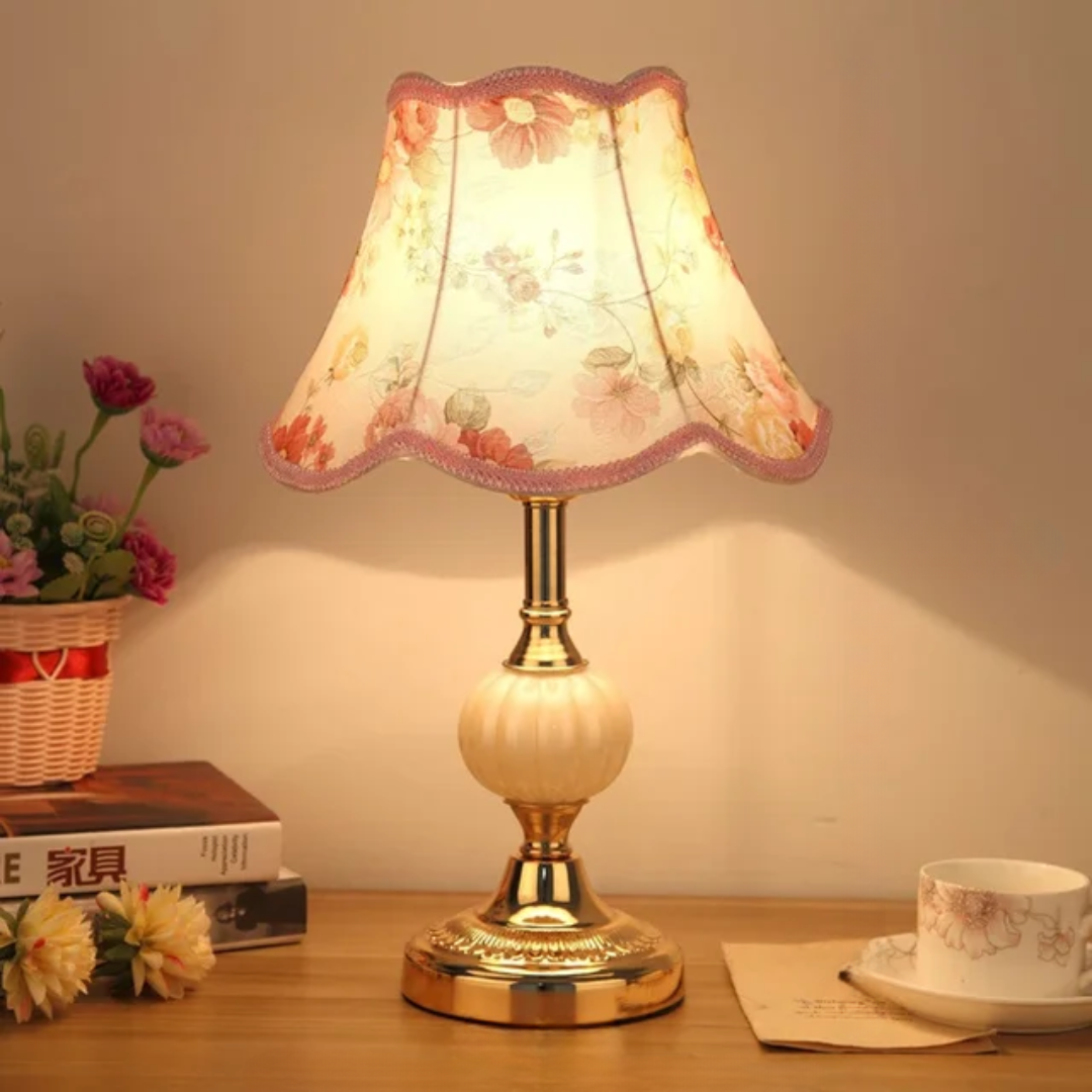 Quixy Table Lamp | Vintage Floral Design, Warm Ambient Light