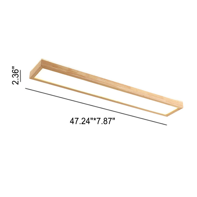 Walnut LED Flush Mount Ceiling Light in Japanese Minimalist Log Design