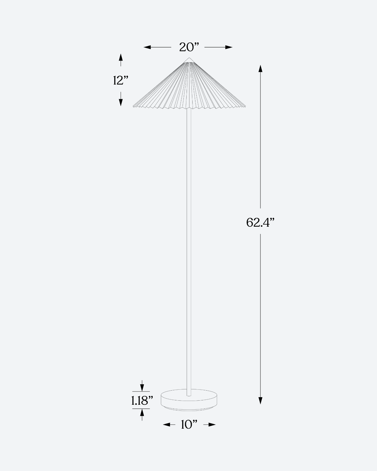 Soleil Floor Lamp | Pleated Shade, Brass Stem