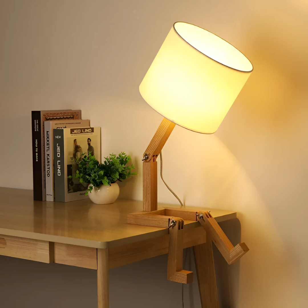 Rilo Table Lamp | Adjustable Wooden Design, Soft Warm Glow