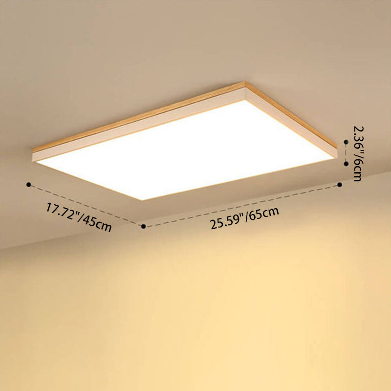 Contemporary Minimalist Solid Wood and Acrylic Square LED Flush Mount Ceiling Light for Living Room