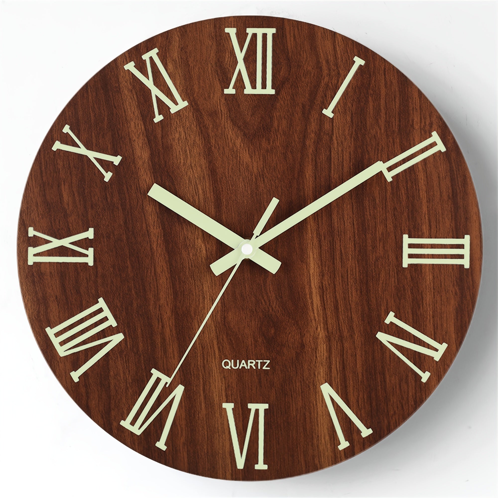 Bela Luminous Wall Clock | Silent Quartz Movement, Walnut Finish