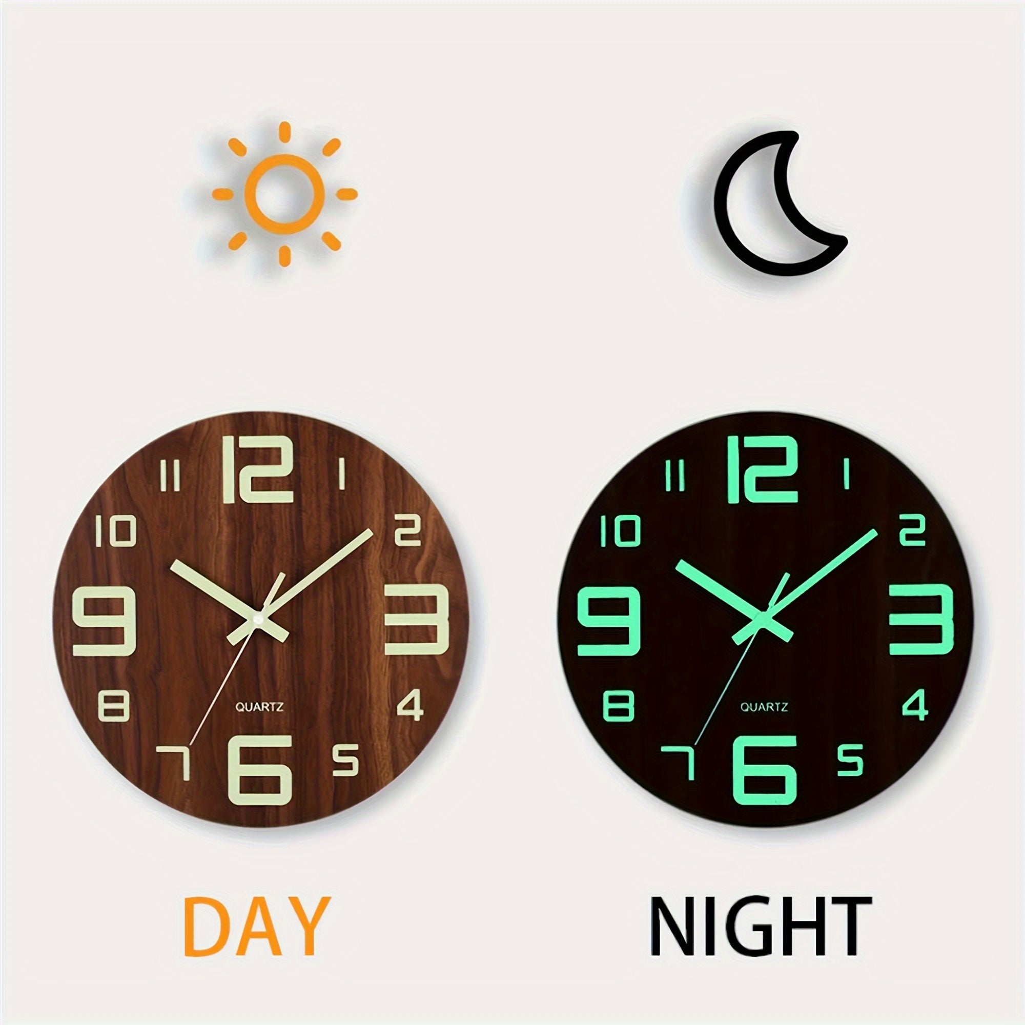 Bela Luminous Wall Clock | Silent Quartz Movement, Walnut Finish