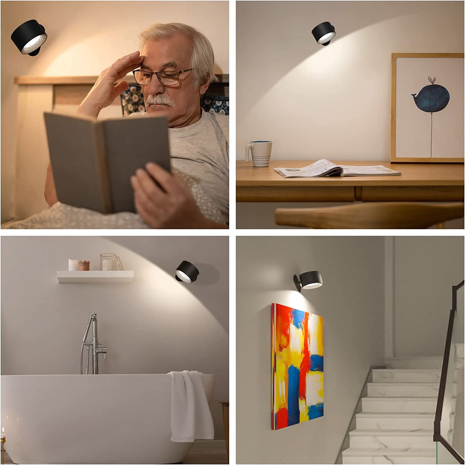 Brix Wireless Wall Lamp | 360° Rotatable, USB Rechargeable