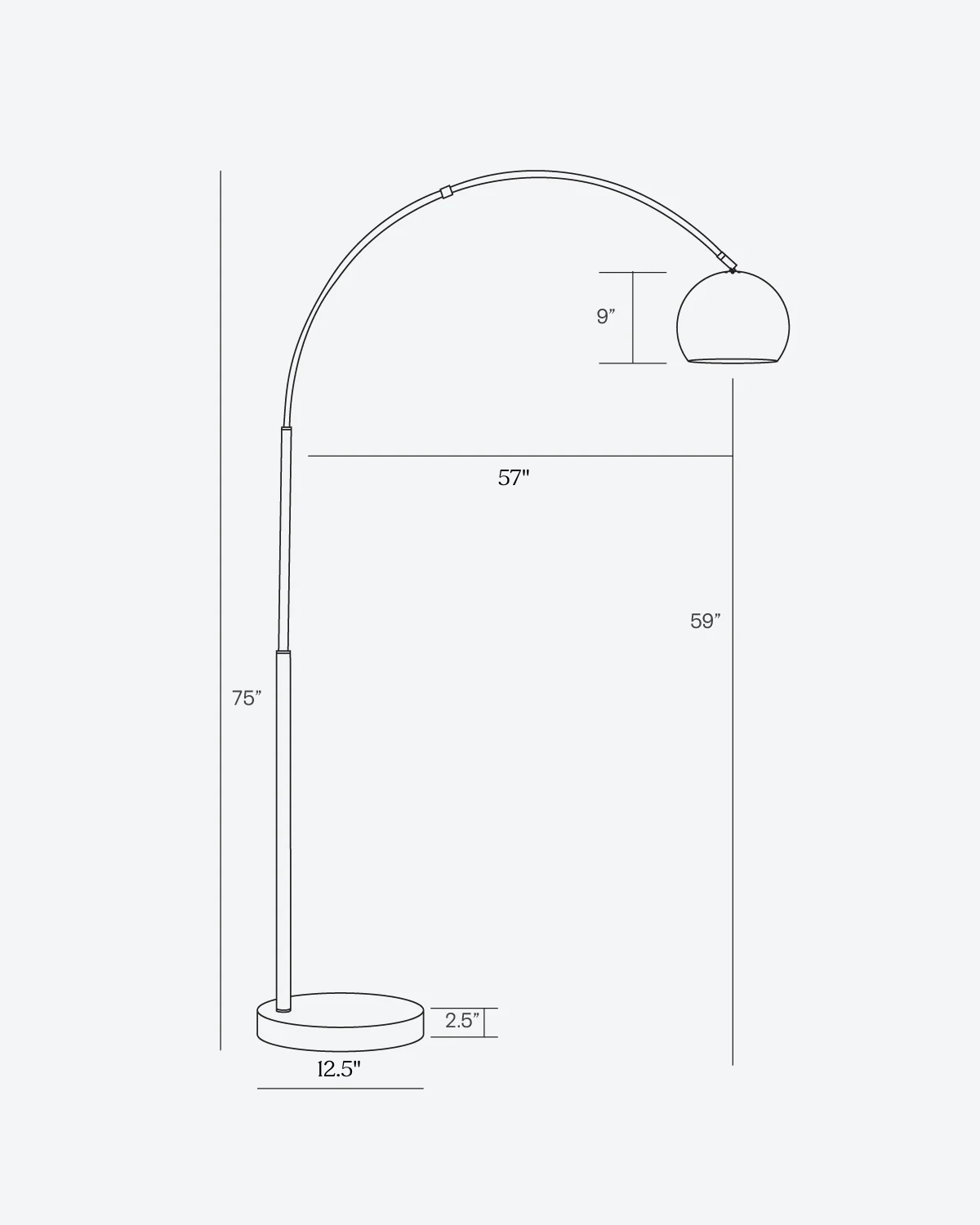 Oriana Arc Floor Lamp | LED with Marble Base