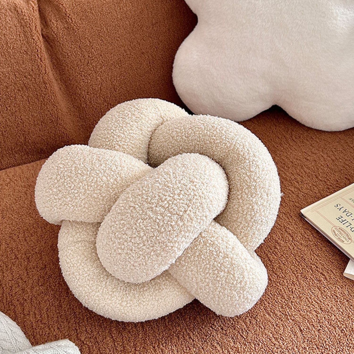 Bela Knot Cushion | Soft Bouclé Fabric, Sculptural Design