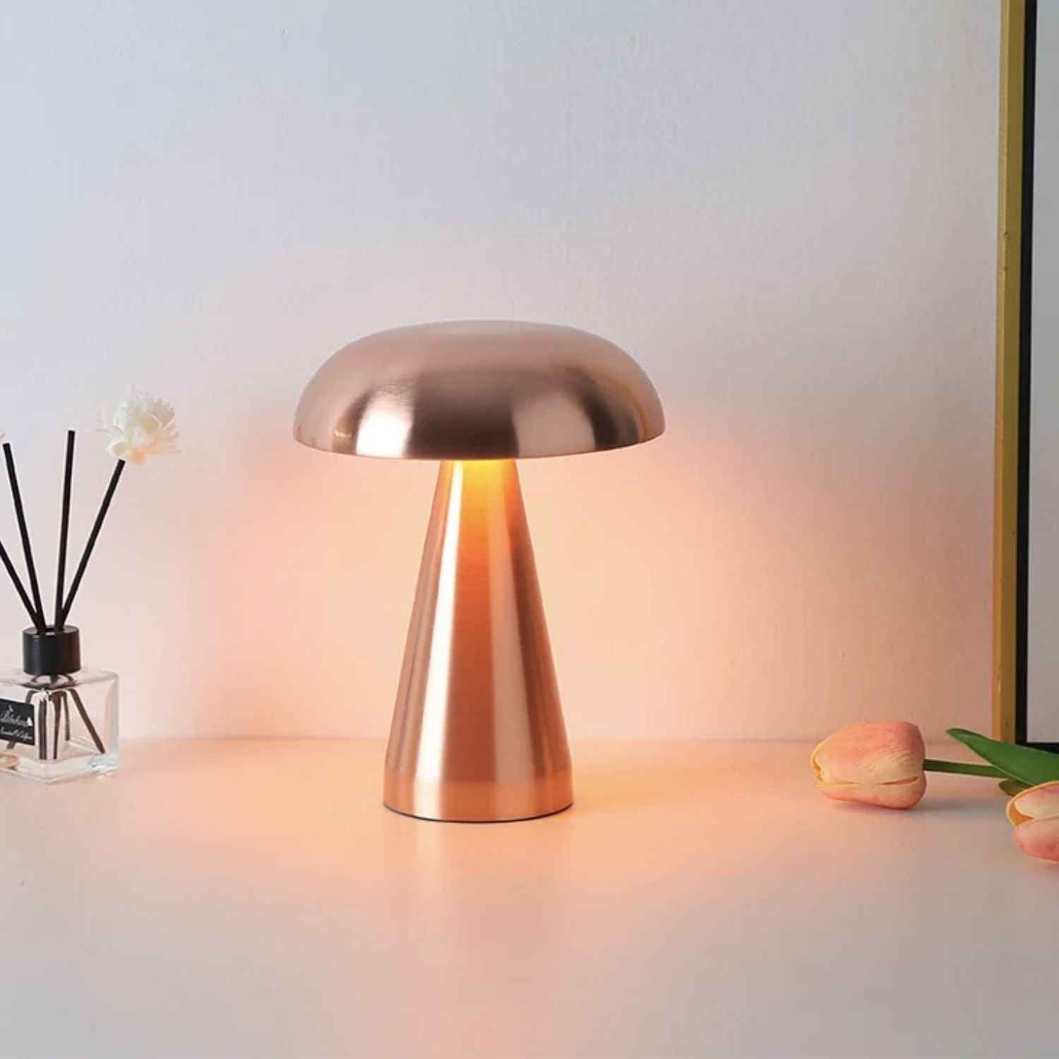 Aurora – Rose Gold Modern Rechargeable LED Table Lamp - Cendre Home